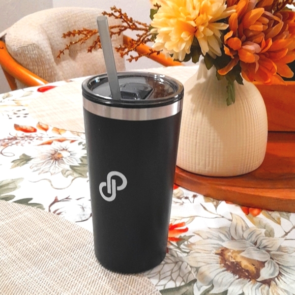 Poshmark Brand Black Travel Cup with Straw - Picture 1 of 3